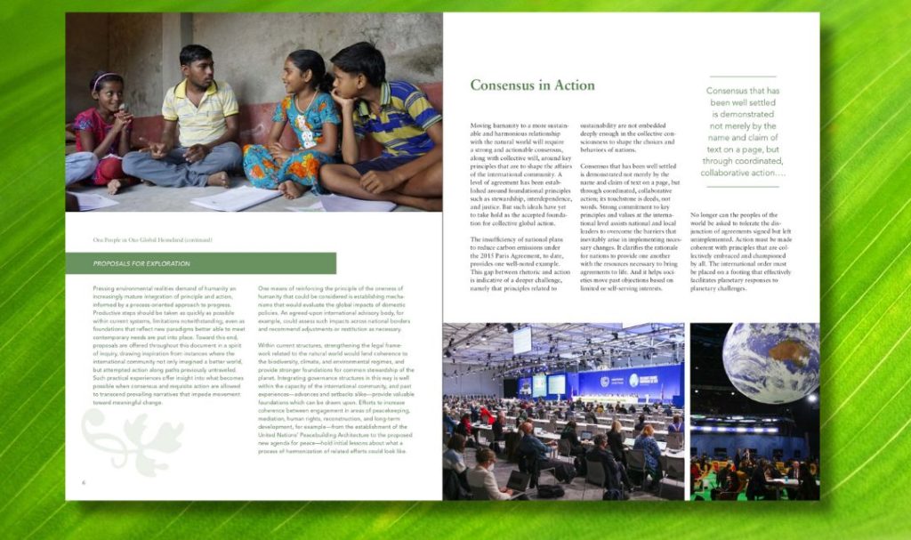 dichiarazione della Bahai International Community intitolata 'Un pianeta, un'Abitazione'